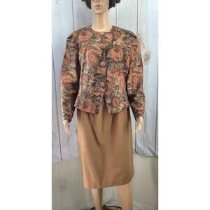 Stuart Alan Petites Soft Faux Suede Long Sleeve Fitted Blazer & Skirt Set Sz 16